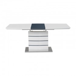 Extendable table Darsile Inart white with grey-charcoal mdf 140-180x90x76cm