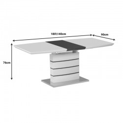 Extendable table Darsile Inart white with grey-charcoal mdf 140-180x90x76cm