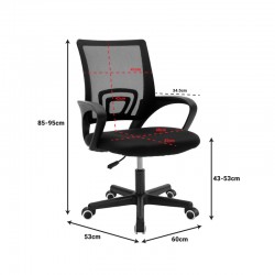 Berto II pakoworld office chair with mesh fabric in black shade 57.5x54.5x81-91cm