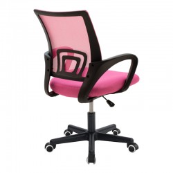 Berto II pakoworld office chair with mesh fabric in pink-black shade 57.5x54.5x81-91cm