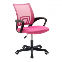 Berto II pakoworld office chair with mesh fabric in pink-black shade 57.5x54.5x81-91cm