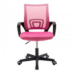 Berto II pakoworld office chair with mesh fabric in pink-black shade 57.5x54.5x81-91cm