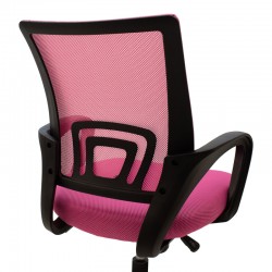 Berto II pakoworld office chair with mesh fabric in pink-black shade 57.5x54.5x81-91cm