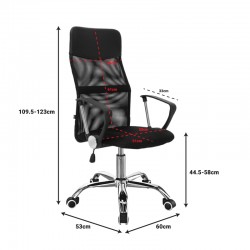 Office chair Joel II pakoworld fabric mesh in black shade 75x53x115-125cm