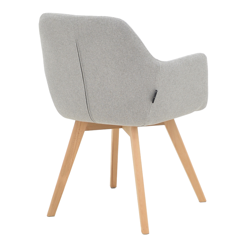 Safira armchair pakoworld fabric in grey color with natural color wooden leg 57x58x84cm