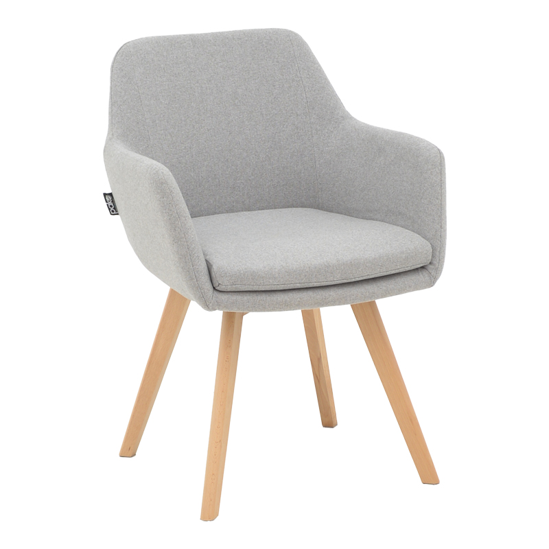 Safira armchair pakoworld fabric in grey color with natural color wooden leg 57x58x84cm