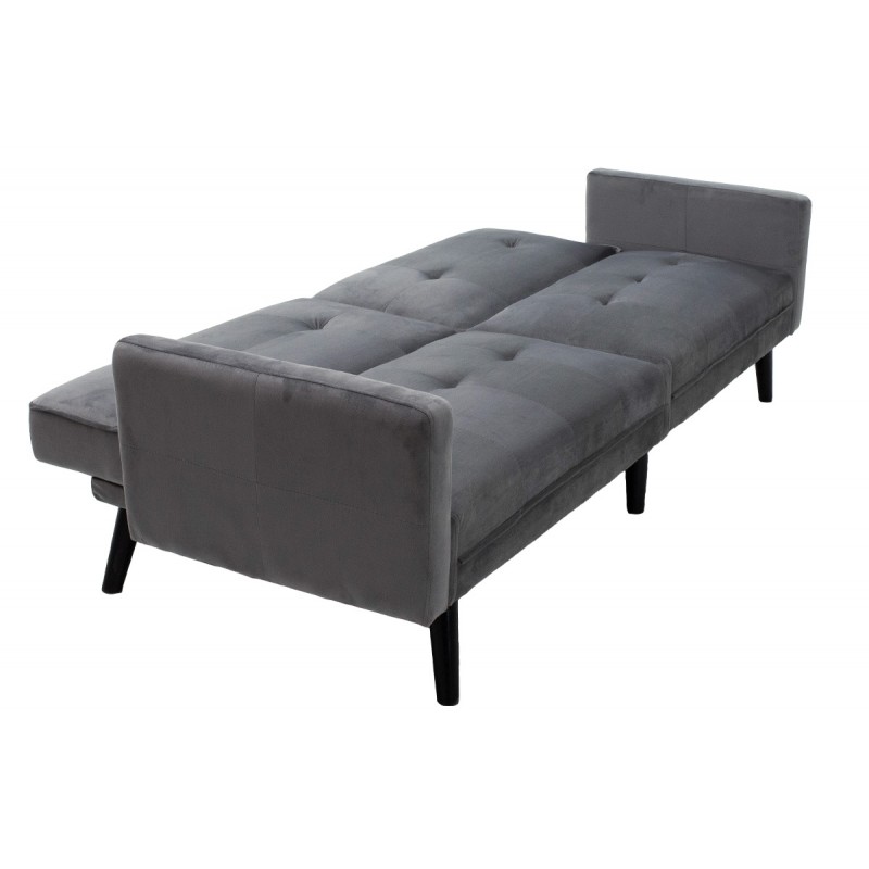 Γωνιακός καναπές-κρεβάτι με σκαμπό Dream pakoworld  γκρι-ασημί βελούδο 209x157x80εκ