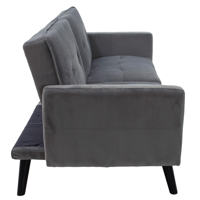 Sofa - bed Dream pakoworld  with stool velvet in grey-silver 209x157x80m