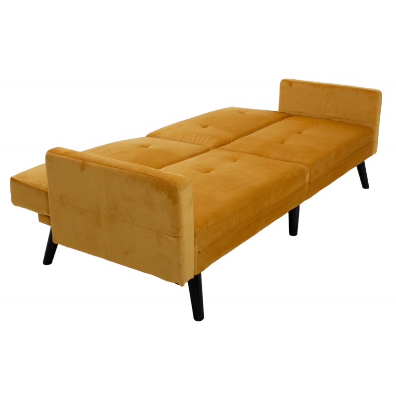 Γωνιακός καναπές-κρεβάτι με σκαμπό Dream pakoworld  κίτρινο βελούδο 209x157x80εκ