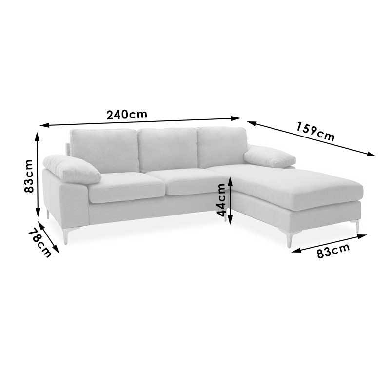 Corner sofa Cohen pakoworld with left corner fabric beige fabric 240x159x83cm