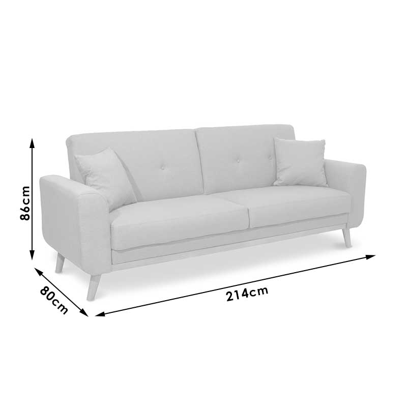 3 seated sofa-bed Carmelo Pakoworld dark grey fabric 214x80x86cm