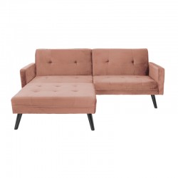 Καναπές γωνία-κρεβάτι με υποπόδιο Dream pakoworld σάπιο μήλο βελούδο 209x157x80εκ