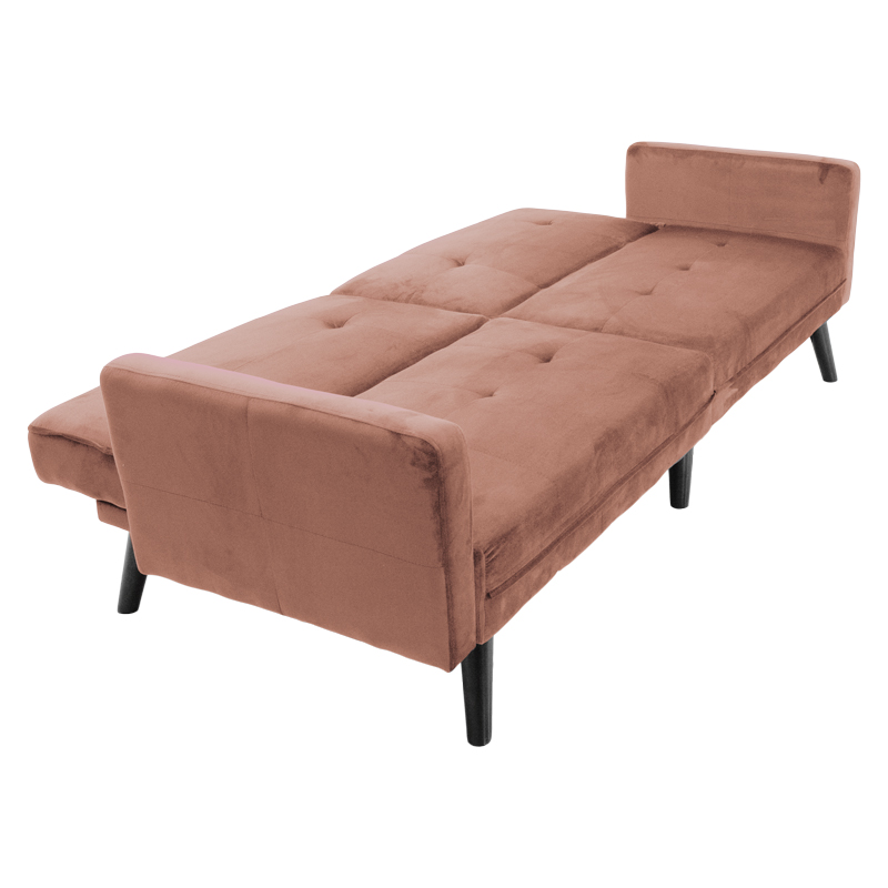 Sofa - bed Dream pakoworld  with footstool velvet in rotten apple color 209x157x80m