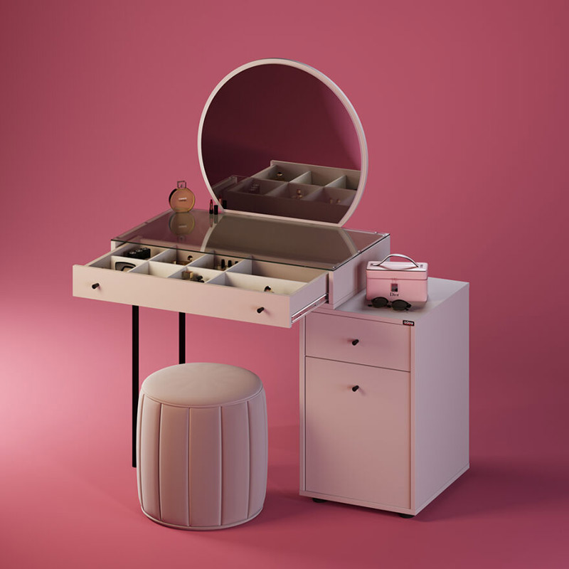 Bedroom vanity with mirror Princesa pakoworld in mink shade 108x47x130cm