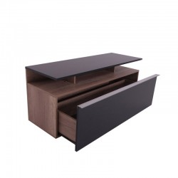 Temano pakoworld TV cabinet in black gloss-walnut shade 117x40x48cm