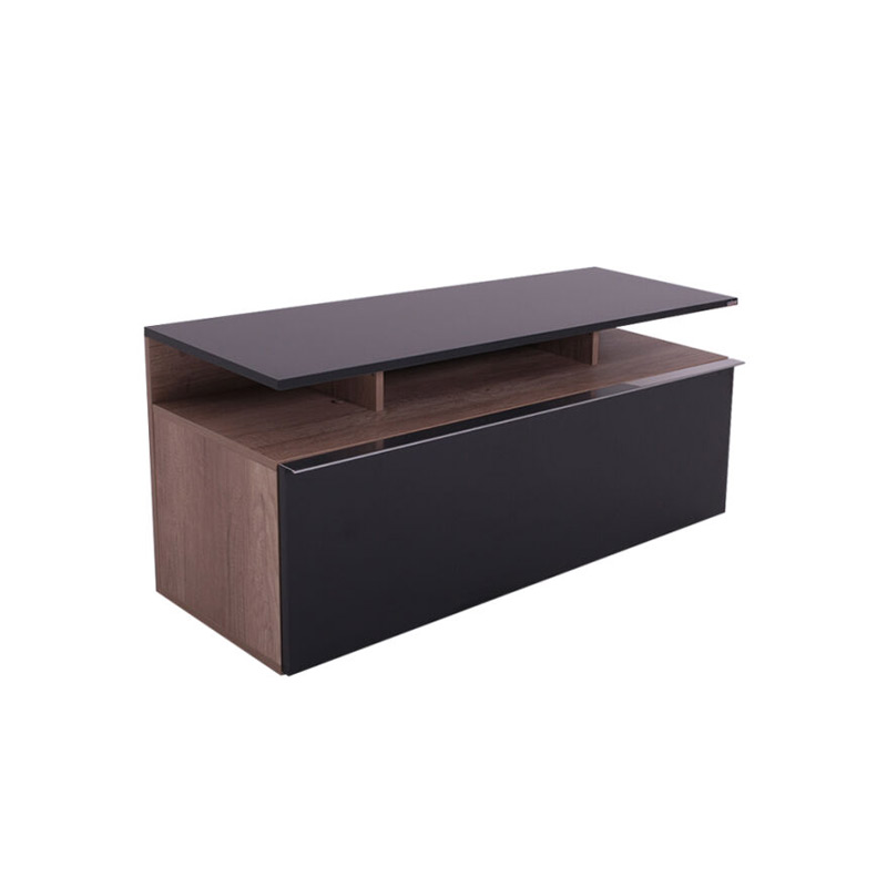 Temano pakoworld TV cabinet in black gloss-walnut shade 117x40x48cm