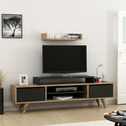 Tv Unit Melis pakoworld in walnut- black color 160x30x48cm
