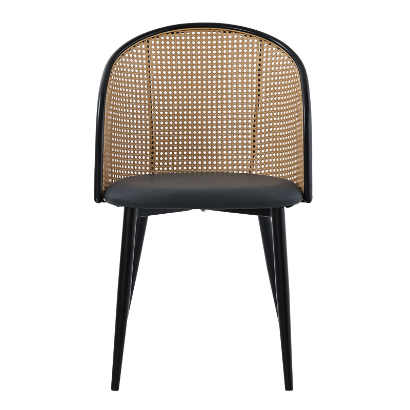 Riccardo chair pakoworld pe rattan beige-pu black grey-metal black 56x52x82cm