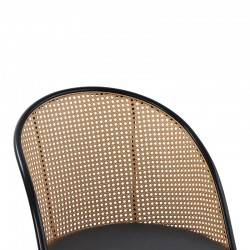 Riccardo chair pakoworld pe rattan beige-pu black grey-metal black 56x52x82cm