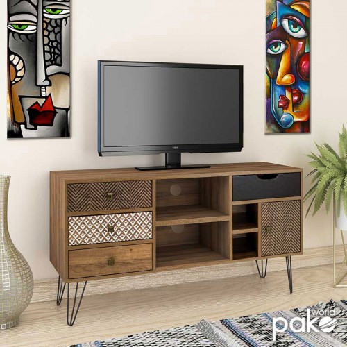 Tv unit Boho pakoworld in walnut color 120x39x64cm