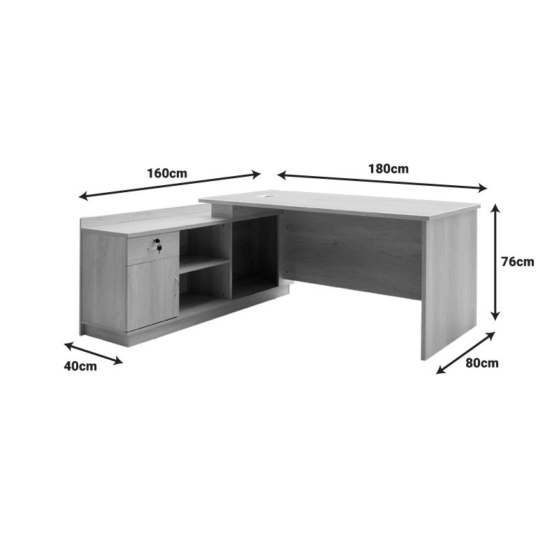 Commercial L shaped corner desk Amazon pakoworld sonoma 180x160x76cm