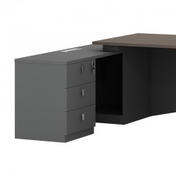 Work desk professional left corner Denith pakoworld charcoal-walnut 220x180x75cm