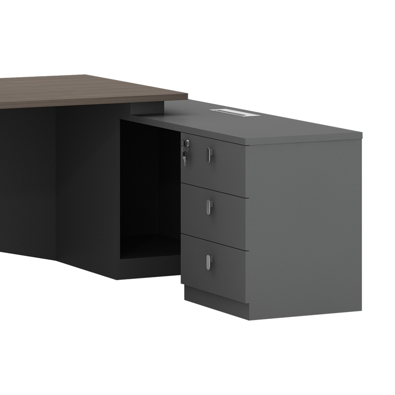 Work desk professional right corner Denith pakoworld charcoal-walnut 220x180x75cm