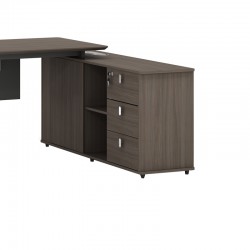 Work reversible desk professional Denith pakoworld charcoal-walnut 180x160x75cm