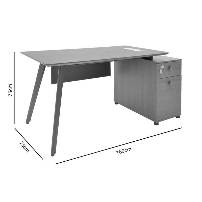 Work professional desk Denith pakoworld charcoal-walnut 160x75x75cm