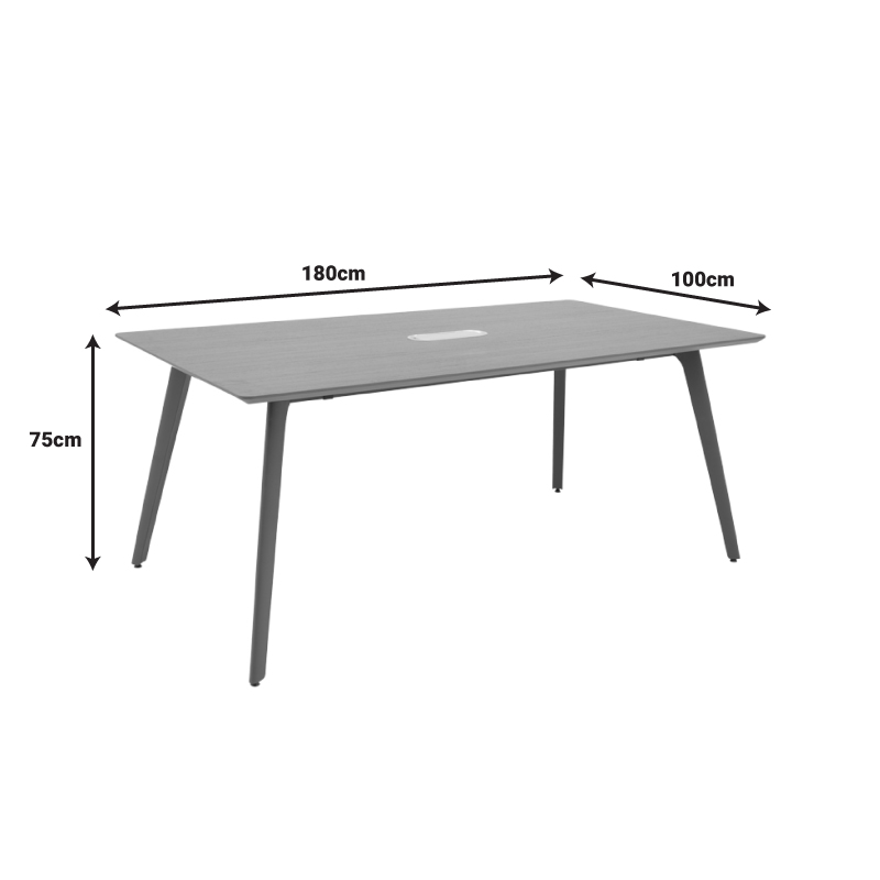 Meeting table professional Denith pakoworld dark grey-walnut 180x100x75cm