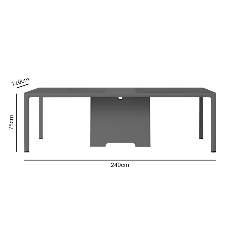 Conference table professional Denith pakoworld dark grey-walnut 240x120x75cm