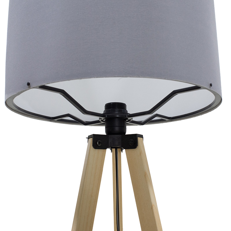 Floor lamp PWL-0002 pakoworld Ε27 with sonoma legs and grey pvc shade D38x140cm
