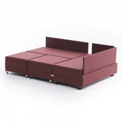 Corner sofa-bed PWF-0155 right corner fabric in dark red 210x280cm