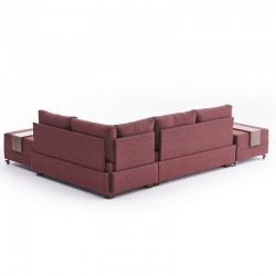 Corner sofa-bed PWF-0155 right corner fabric in dark red 210x280cm