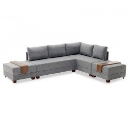Corner sofa-bed PWF-0155 right corner fabric in dark grey 210x280cm