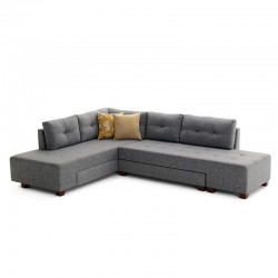 Corner sofa-bed PWF-0156 right corner fabric in dark grey color 206x282cm