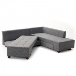Corner sofa-bed PWF-0156 left corner fabric in dark grey color 206x282cm