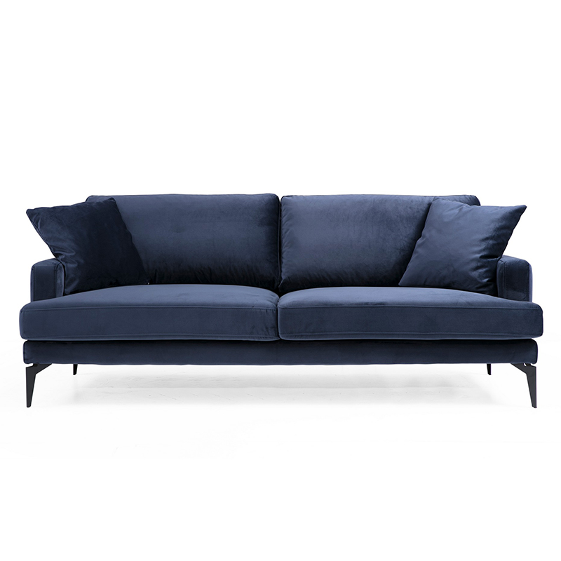 3-seater sofa Fortune pakoworld velvet navy blue-black 205x88x90cm
