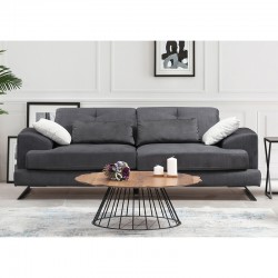 Sofa 3-seater PWF-0508 pakoworld fabric anthracite-black 225x79x92cm