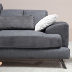 Sofa 3-seater PWF-0508 pakoworld fabric anthracite-black 225x79x92cm