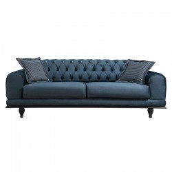 3-seater sofa-bed PWF-0514 pakoworld velvet blue-black 220x90x80cm
