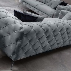 2-seater sofa PWF-0502 pakoworld gray-chrome velvet 197x90x73cm