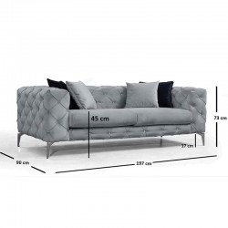 2-seater sofa PWF-0502 pakoworld gray-chrome velvet 197x90x73cm