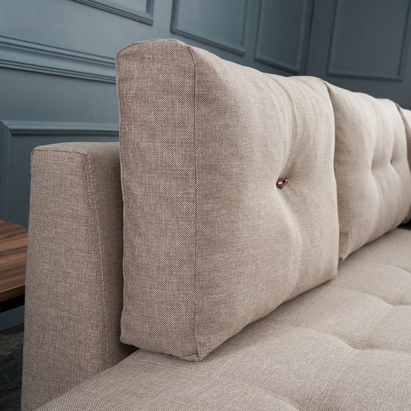 Corner sofa-bed PWF-0517 pakoworld right corner fabric cream-walnut 282x206x85cm