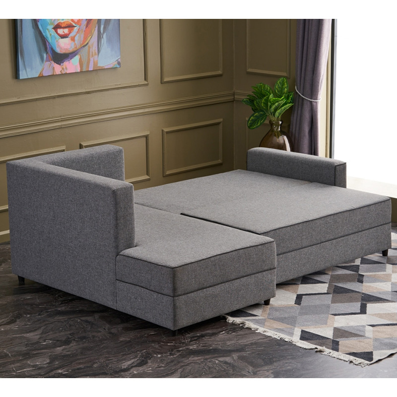 Corner sofa-bed PWF-0524 pakoworld right corner fabric dark gray-walnut 242x160x88cm