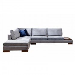 Corner sofa PWF-0520 pakoworld right corner velvet gray-walnut 313x193x80cm