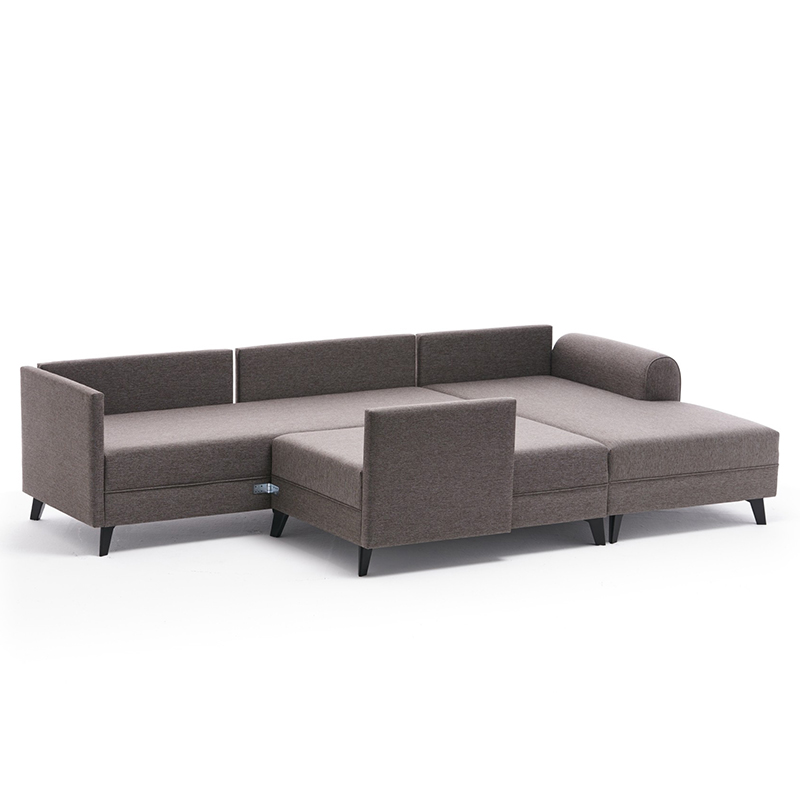 Versatile corner sofa-bed PWF-0534 pakoworld fabric light brown 300x202x78cm