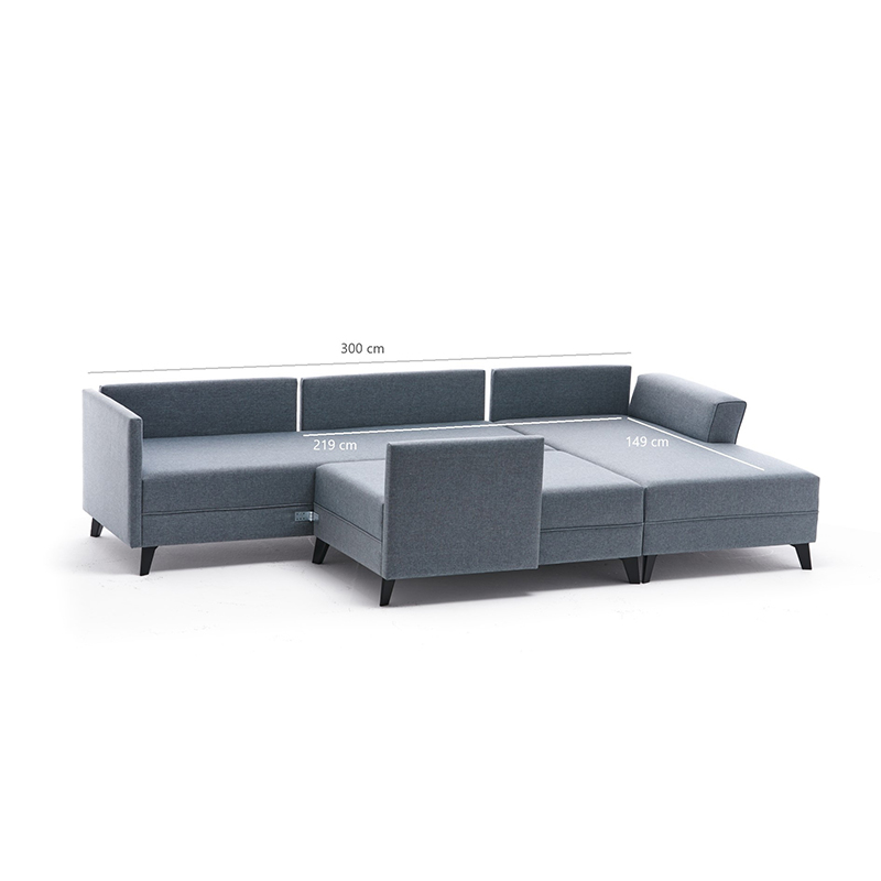 Versatile corner sofa-bed PWF-0534 pakoworld fabric light brown 300x202x78cm