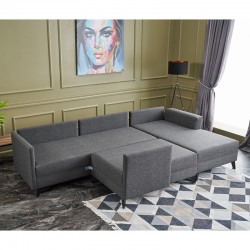 Versatile corner sofa-bed PWF-0536 pakoworld anthracite fabric 300x202x78cm