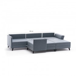 Versatile corner sofa-bed PWF-0534 pakoworld cream fabric 300x202x78cm
